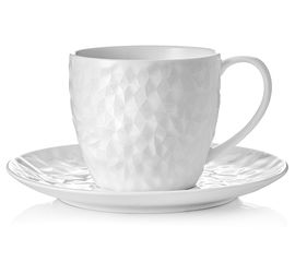 Чайная пара Crystal, 250 мл, белая, фарфор, Walmer, фото 1