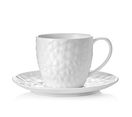 Кофейная пара Crystal, 100 мл, белая, фарфор, Walmer, фото 1