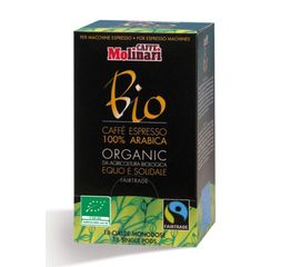 Кофе молотый в чалдах ORGANIC &amp; FAIRTRADE, порционный, 100% арабика, картонная упаковка 7г.х18шт., Molinari, фото 1