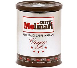 Кофе в зернах CINQUE STELLE "5 звезд" 90% арабика/10% робуста, жестяная банка 250 г, Molinari, фото 1
