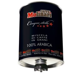 Кофе в зернах CINQUE STELLE "5 звезд 100% арабика", жестяная банка 3 кг, Molinari, фото 1