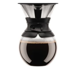 Кофейник с фильтром Pour Over, 1 л, черный, стекло, Bodum, фото 1