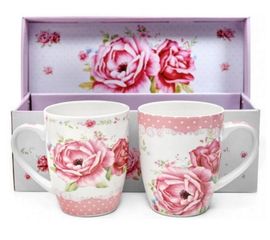 Набор 2-х кружек Roses в подарочной коробке, 340 мл, фарфор, Walmer, фото 1