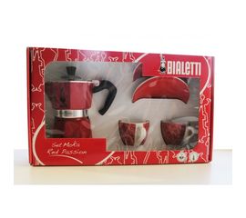 Подарочный набор: MOKA RED PASSION красная 3 чашки + 2 красные кофейные пары, Bialetti, фото 1