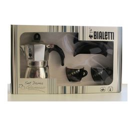Подарочный набор: кофеварка DAMA на 3 чашки + 2 черные кофейные пары, Bialetti, фото 1