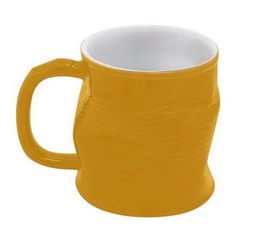Мятая кружка керамическая, 320 мл, желтая, Ceraflame, фото 1