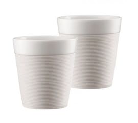 Набор кружек Pavina с силиконовым ободком, 170 мл, 2 шт., белые, фарфор, Bodum, фото 1