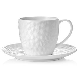 Чайная пара Crystal, 250 мл, белая, фарфор, Walmer, фото 1