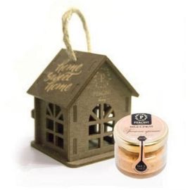 Деревянная коробочка - домик, подвеска на ёлку + баночка мёда-суфле, 30г, Peroni Honey, фото 1