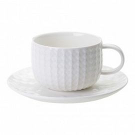 Чайная пара Sapphire, 250 мл, белая, фарфор, Walmer, фото 1