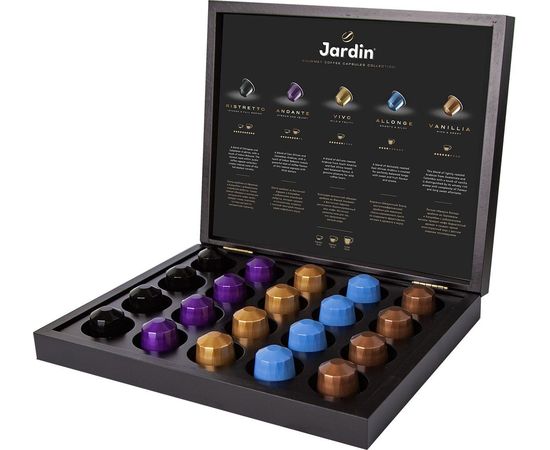 Подарочный набор кофе в капсулах Nespresso, 5 вкусов, в деревянной шкатулке, 20 шт., Jardin, фото 1