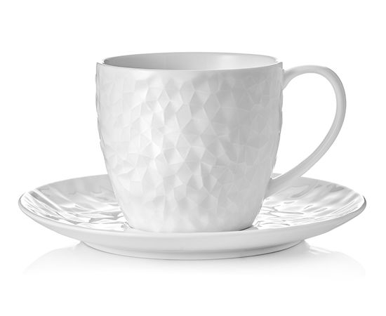 Чайная пара Crystal, 250 мл, белая, фарфор, Walmer, фото 1