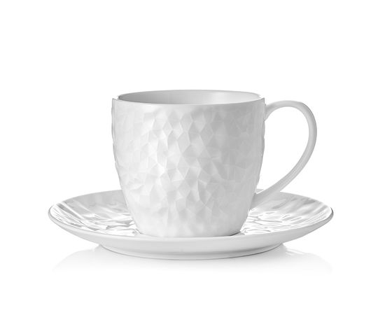 Кофейная пара Crystal, 100 мл, белая, фарфор, Walmer, фото 1