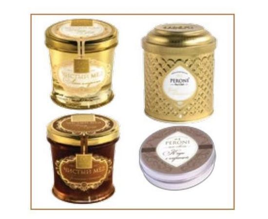 Набор Honey Gold №6 (Чистый мед Липа амурская 290гр, Гречишный с сотами 290г, Чай Масала со специями 70г, эко-свеча Кофе с корицей), Peroni Honey, фото 1