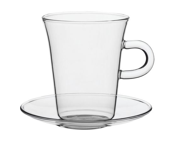 Чашка с блюдцем Glass Duo, 250 мл, прозрачная, стекло, фото 1