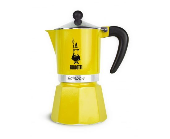 Гейзерная кофеварка Rainbow, 4982, на 3 чашки, желтая, Bialetti, фото 1