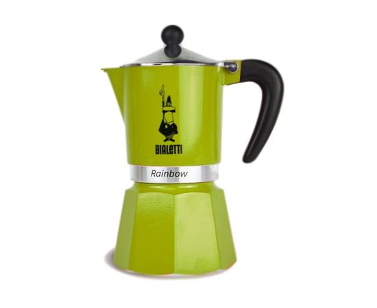 Гейзерная кофеварка Rainbow, 4972, на 3 чашки, зеленая, Bialetti, фото 1
