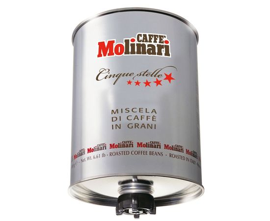 Кофе в зернах CINQUE STELLE "5 звезд" 90% арабика/10% робуста, жестяная банка 3 кг, Molinari, фото 1