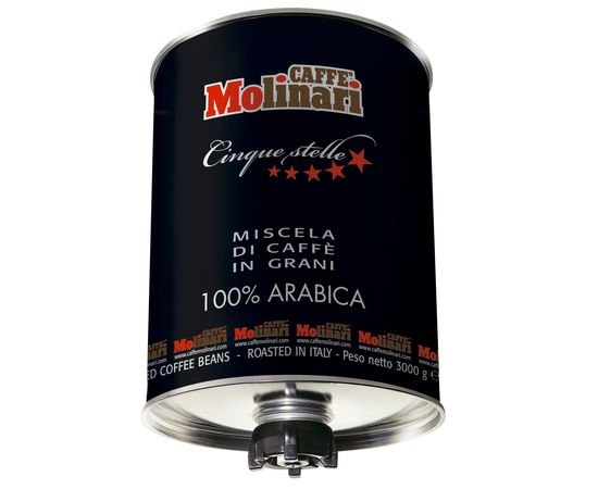 Кофе в зернах CINQUE STELLE "5 звезд 100% арабика", жестяная банка 3 кг, Molinari, фото 1