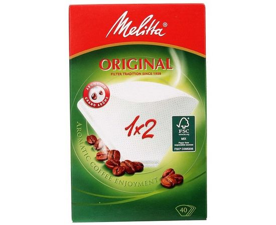 Фильтры бумажные для заваривания кофе Original, 1х2/40, белые, Melitta, фото 1