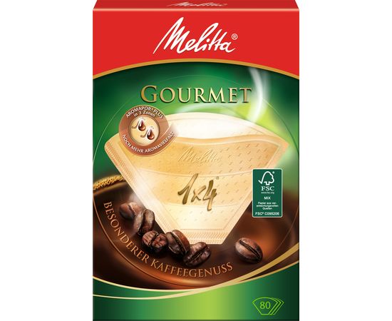 Фильтры бумажные для заваривания кофе Gourmet, 1х4/80, коричневые, Melitta, фото 1