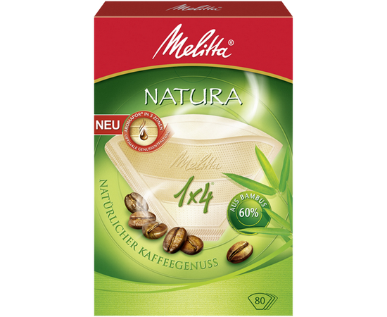 Фильтры бумажные для заваривания кофе Natura, 1х4/80, белые, Melitta, фото 1