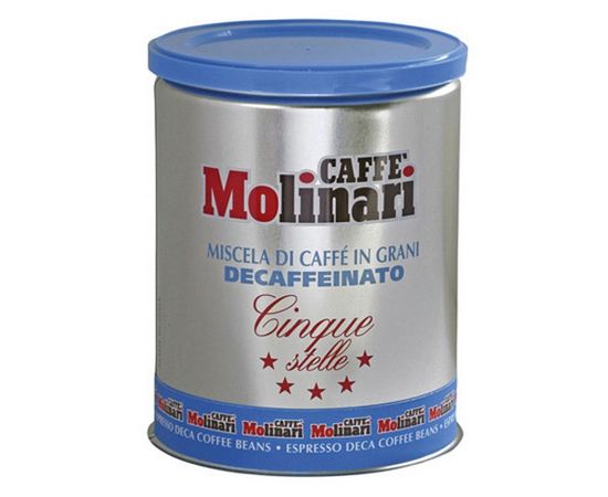 Кофе молотый Decaffeinato, без кофеина, жестяная банка 250 г, Molinari, фото 1