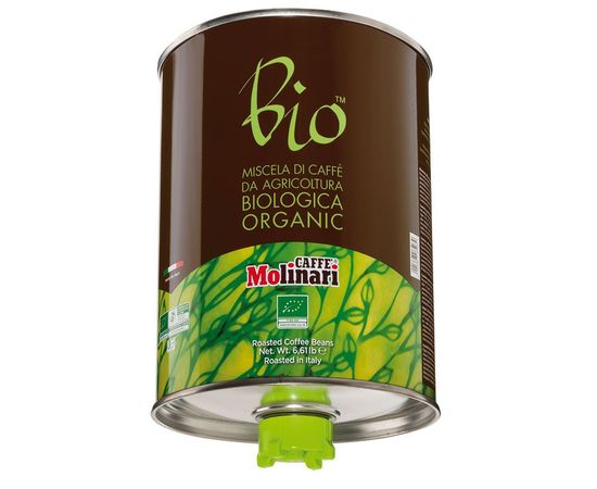 Кофе в зернах Bio Organic, 95% арабика/5% робуста, жестяная банка 3 кг, Molinari, фото 1