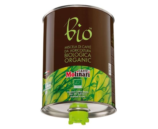 Кофе в зернах Bio Organic, 100% арабика, жестяная банка 3 кг, Molinari, фото 1