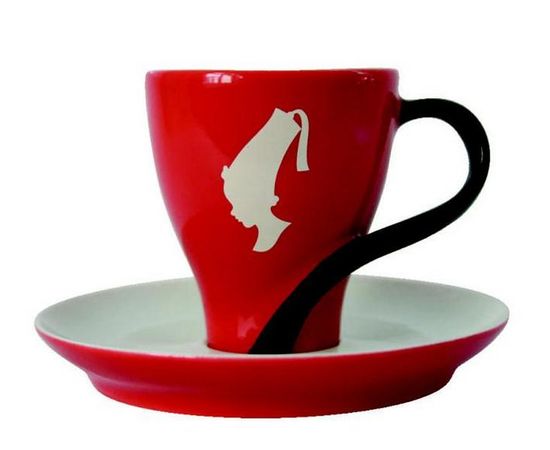 Кофейная пара для эспрессо: чашка красная с черной ручкой 80 мл + блюдце, Julius Meinl, фото 1