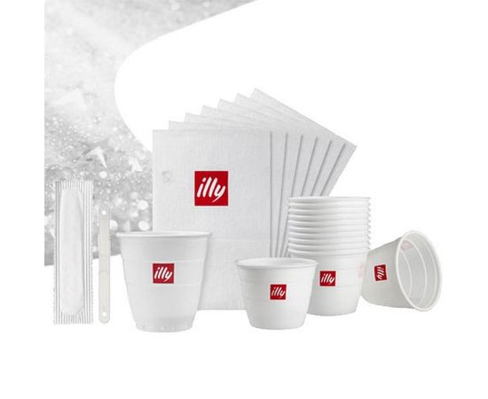 Набор для офиса (200 шт: сахар, ложки, пластиковые стаканы, салфетки), Illy, фото 1