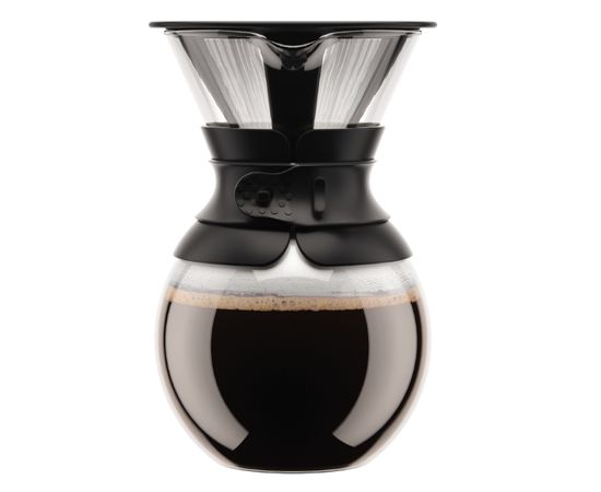 Кофейник с фильтром Pour Over, 1 л, черный, стекло, Bodum, фото 1