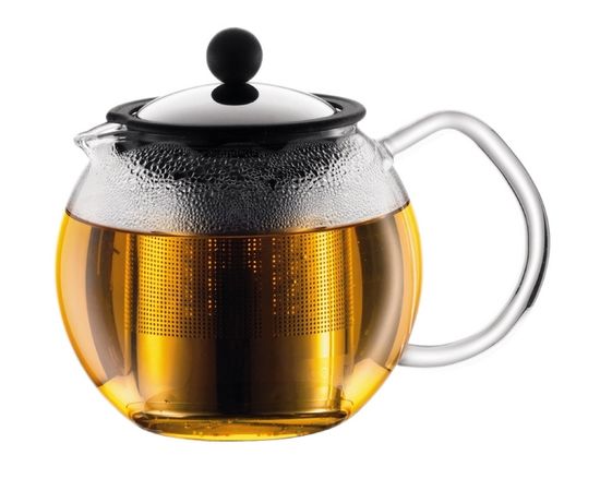 Чайник заварочный с металлическим прессом Assam, 500 мл, хром, стекло, Bodum, фото 1