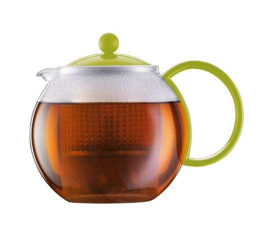 Чайник заварочный с пластиковым прессом Assam, 1 л, зелёный, стекло/пластик, Bodum, фото 1