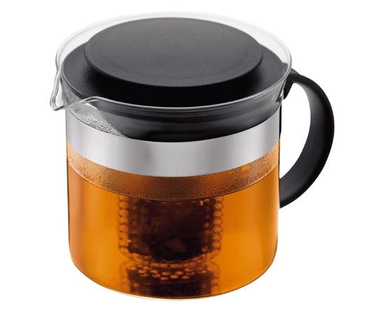 Чайник заварочный с сито-фильтром Bistro, 1 л, чёрный, стекло, Bodum, фото 1