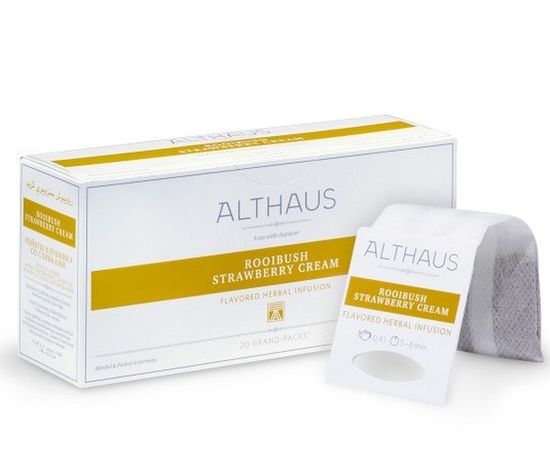 Чай травяной для чайника Rooibush Strawberry Cream (Ройбуш Клубника со Сливками), 20 пак., Grand Packs, Althaus, фото 1