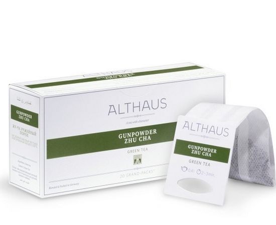 Чай зеленый для чайника Gunpowder Zhu-Cha (Жу-Ча Ружейный порох), 20 пак., Grand Packs, Althaus, фото 1