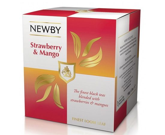 Чай черный Манго и Клубника, картонная упаковка 100 г, Newby, фото 1