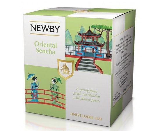 Чай зеленый Восточная сенча, картонная упаковка 100 г, Newby, фото 1