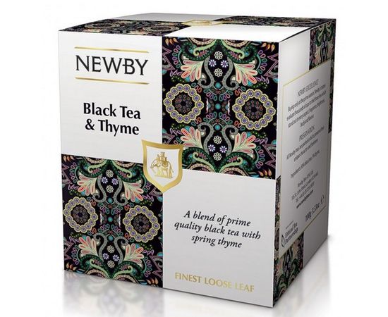 Черный чай с чабрецом, картонная упаковка 100 г, Newby, фото 1