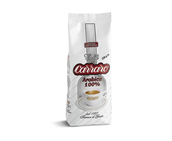 Кофе в зернах Arabica 100%, вак.уп. 250 г, Carraro, фото 1