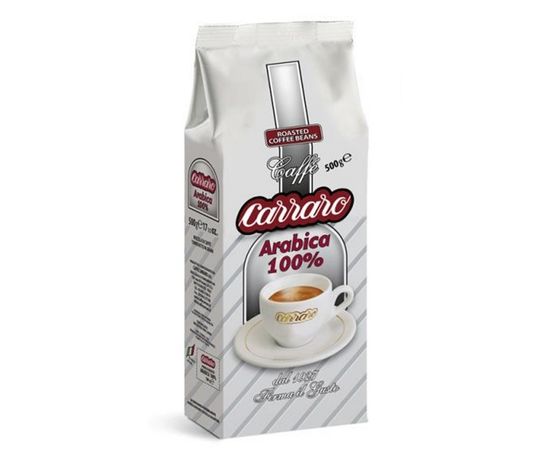 Кофе в зернах Arabica 100%, вак.уп. 500 г, Carraro, фото 1