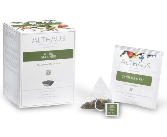 Чай зеленый Grun Matinee (Грюн Матинэ), 15 пирамидок, Pyra-Pack, Althaus, фото 1
