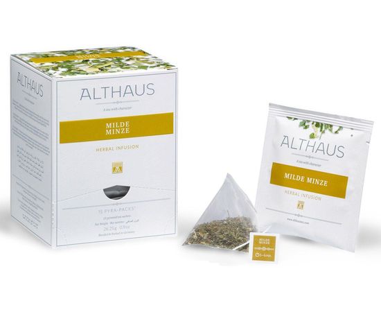 Чай травяной Milde Minze (Нежная Мята), 15 пирамидок, Pyra-Pack, Althaus, фото 1