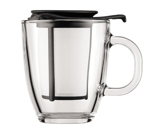 Кружка с фильтром BODUM YO-YO, 350 мл, черная, стекло, Bodum, фото 1