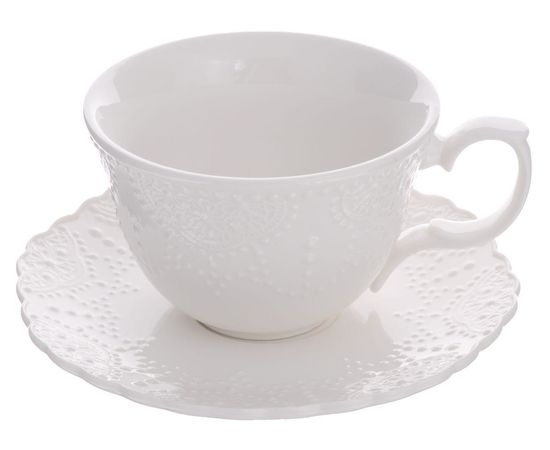 Чайная пара Vivien, 250 мл, белая, фарфор, Walmer, фото 1