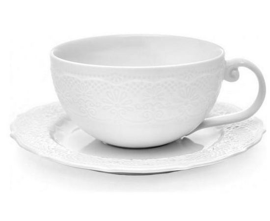 Чайная пара Emily, 250 мл, белая, фарфор, Walmer, фото 1