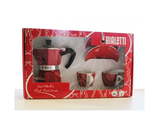 Подарочный набор: MOKA RED PASSION красная 3 чашки + 2 красные кофейные пары, Bialetti, фото 1