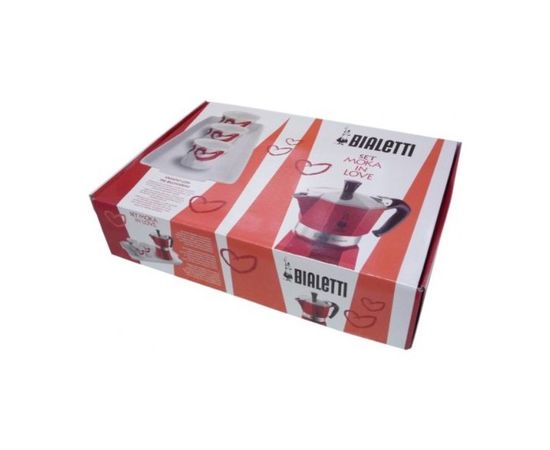 Подарочный набор: MOKA in love красная 3п.+ 3 красных стаканчика + поднос, Bialetti, фото 1