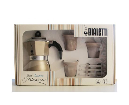 Подарочный набор: DAMA Glamour жемчужная 3п. + 3 стаканчика + 3 ложки, Bialetti, фото 1